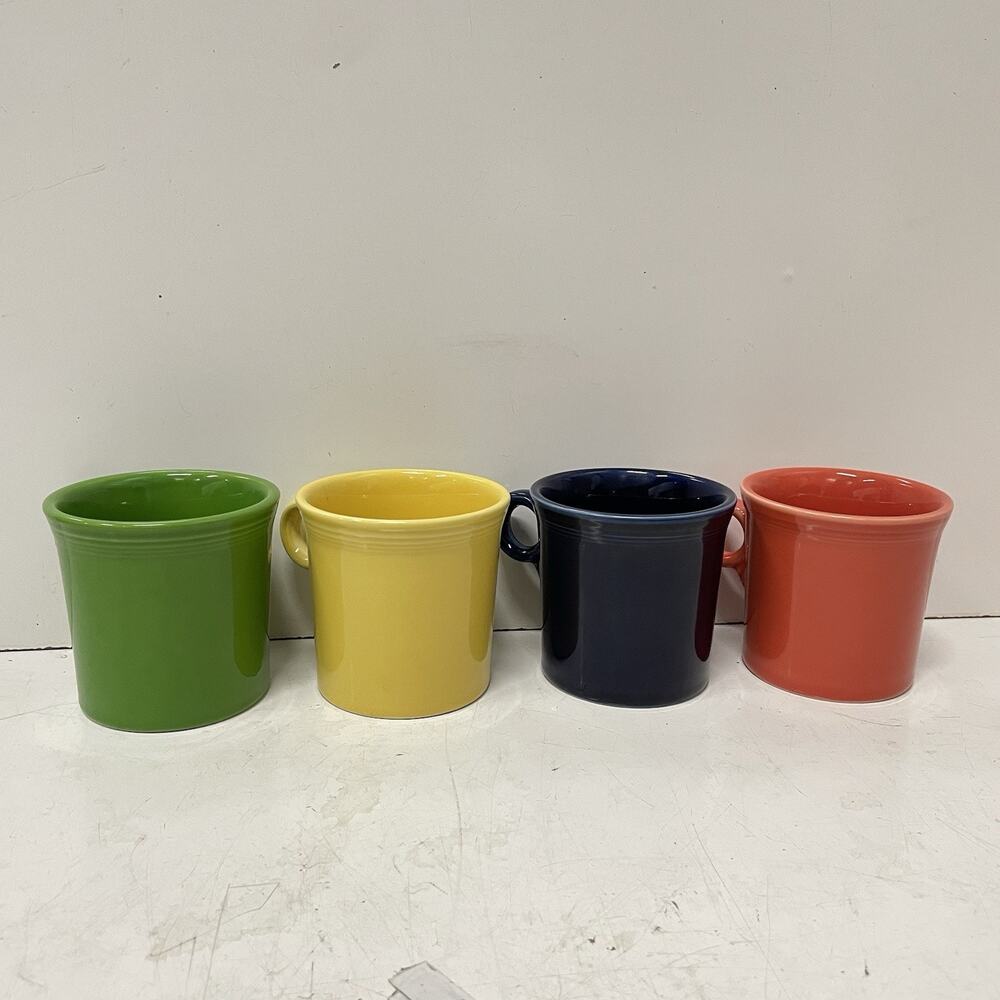 4 Fiesta Ware O Ring Handle Coffee Cups Mugs Homer Laughlin HLC USA Multi-Color